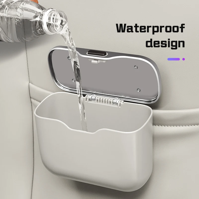 Waterproof Car Trash Can With Lid - Poubelle de voiture portable, à suspendre,