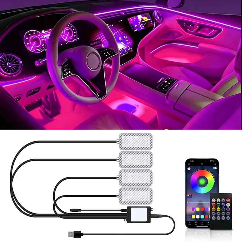 Led Ambient Interior Car Lights App Control - Bande lumineuse d'ambiance intérieure de voiture