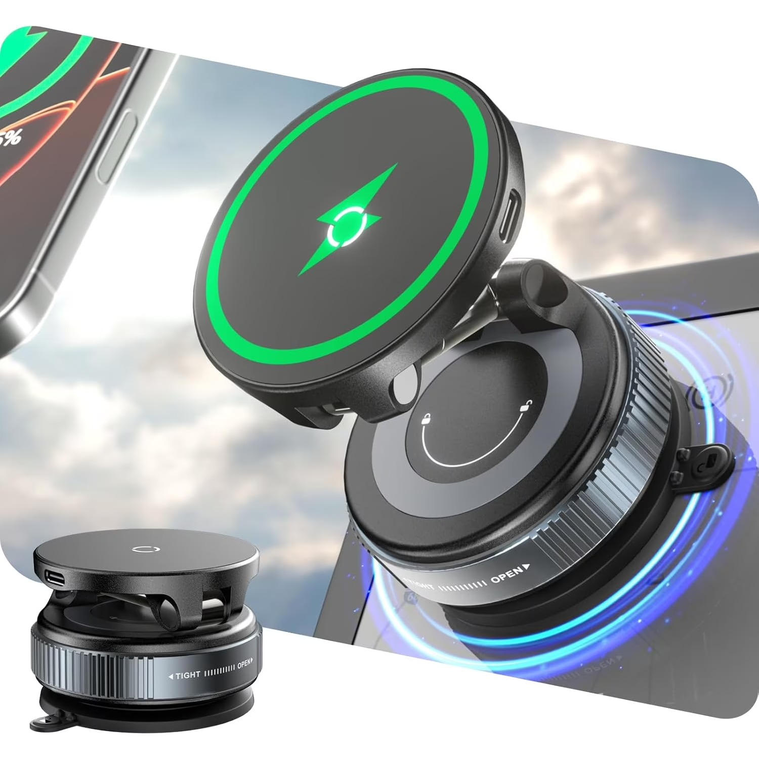 Chargeur sans fil rapide 15W p - Wireless Car Charger Mount Fast Charging avis et prix